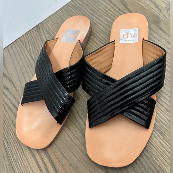 DV Dolce Vita Black Patent Leather Lyra Sandals women’s size 8 - Picture 1 of 9
